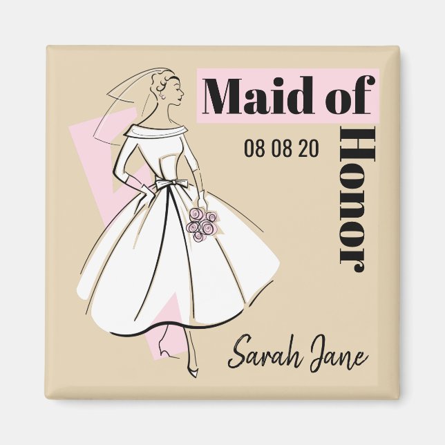 Imán Novia de Moda Mano Neutral de Honor Nombre (Frente)