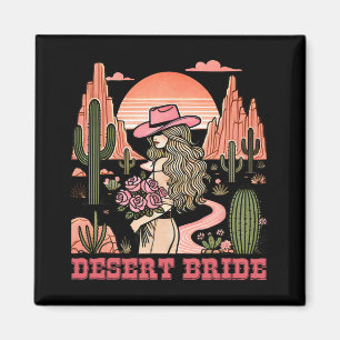 Imán Novia Desierto Cactus Paisaje Atardecer Sombrero R
