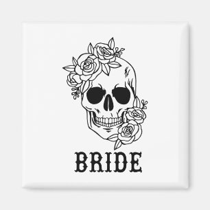 Imán Novia Groom Floral Skull Halloween Boda Bachelo