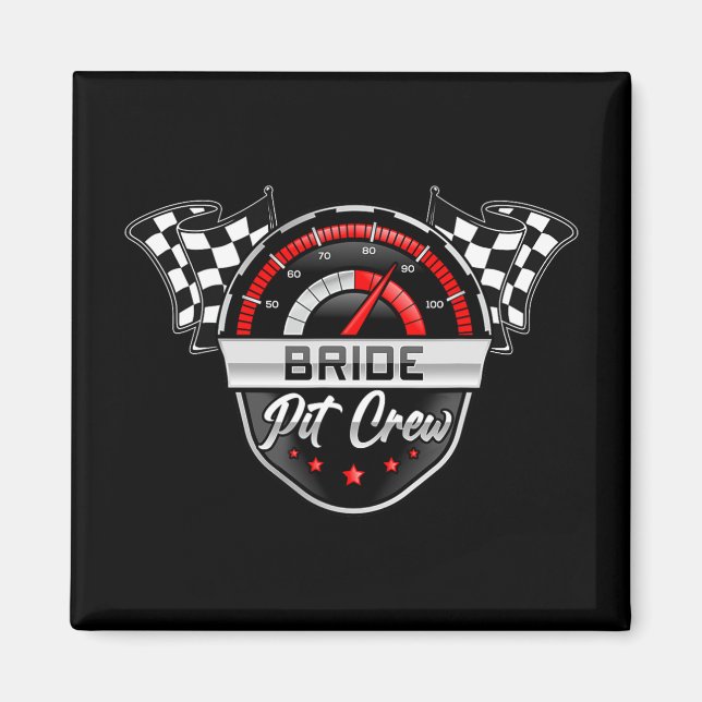 Imán Novia Pit Crew Race Car Birday Party Mating Fa (Frente)