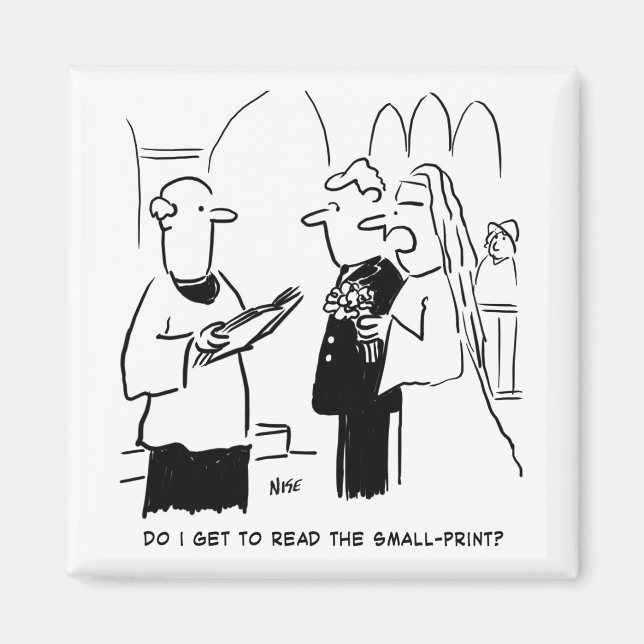 Imán Novia quiere comprobar la letra pequeña Cartoon (Frente)