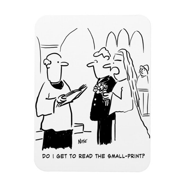 Imán Novia quiere comprobar la letra pequeña Cartoon (Vertical)