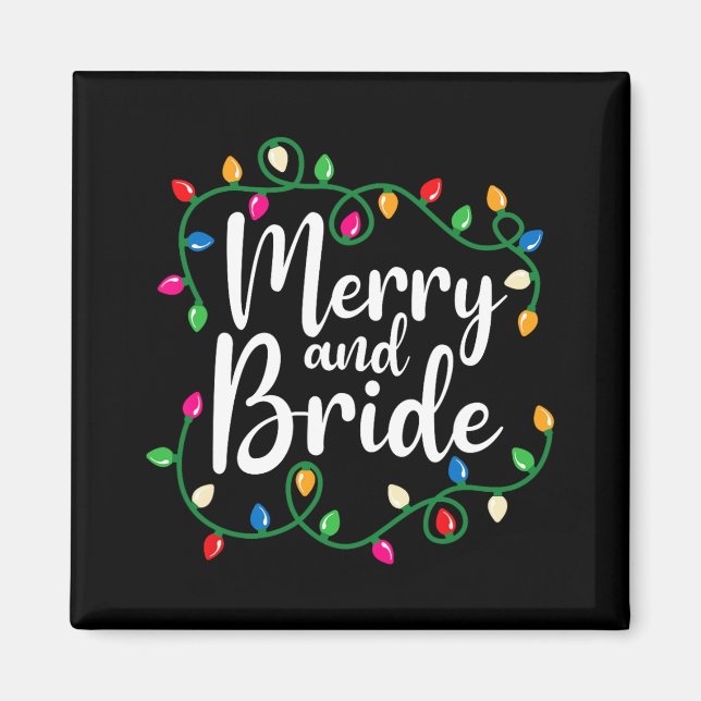 Imán Novia Y Compañeras De Boda Con Luces De Navidad (Frente)