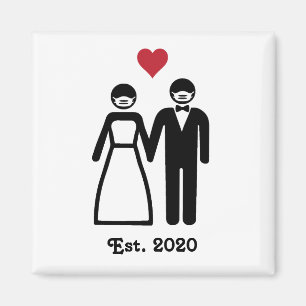 Imán Novia y Groom con máscara de virus