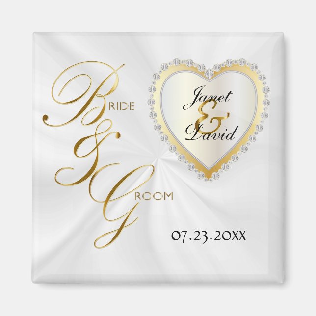 Imán Novia y Groom Elegant Wedding Keepsake (Frente)