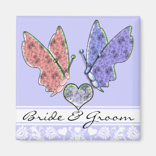 Imán Novia y Novio con Mariposas Magneto de Boda