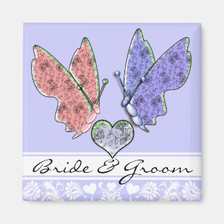 Imán Novia y Novio con Mariposas Magneto de Boda