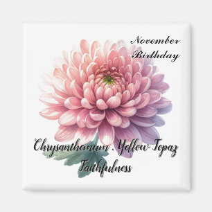 Imán Noviembre Birthstone Topaz Chrysanthemum Flower