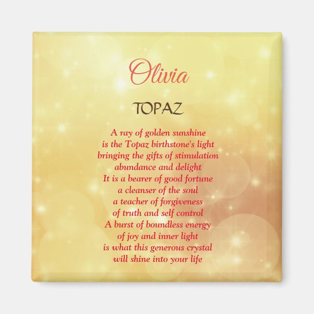 Imán Noviembre Diseño de Birthstone Topaz (Frente)