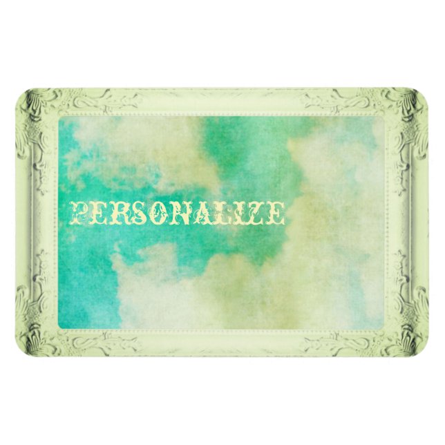 Imán Nube de cielo verde azulada de marco de imagen vic (Horizontal)