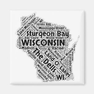 Imán Nube de la palabra del estado de Wisconsin
