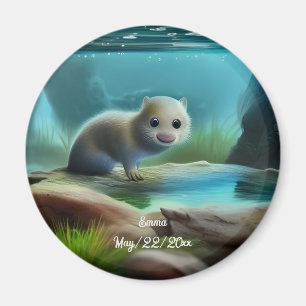 Imán Nube de nutria en estanque - personalizable
