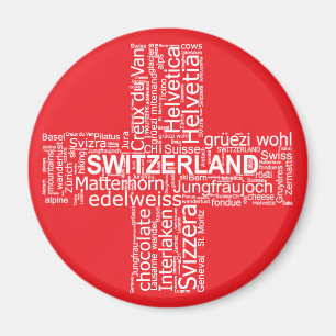 Imán Nube de palabras de bandera de Suiza