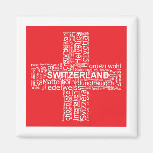 Imán Nube de palabras de bandera de Suiza