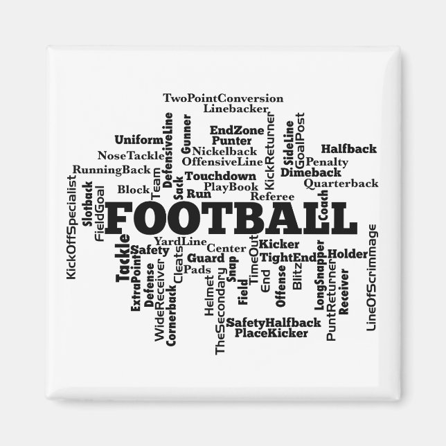 Imán Nube de palabras de fútbol (Frente)