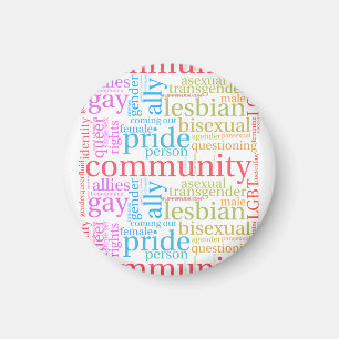 Imán nube de palabras de la comunidad arcoíris LGBTQ+ d