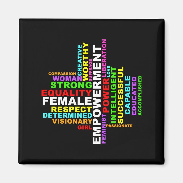 Imán Nube de palabras de mujeres fuertes (Frente)