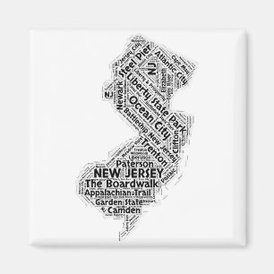 Imán Nube de palabras del estado de Nueva Jersey