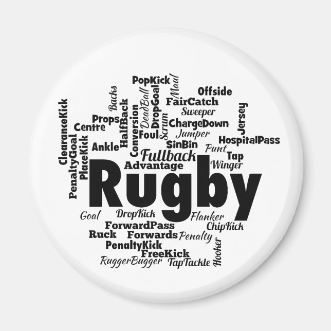 Imán Nube de Word de Rugby (Frente)