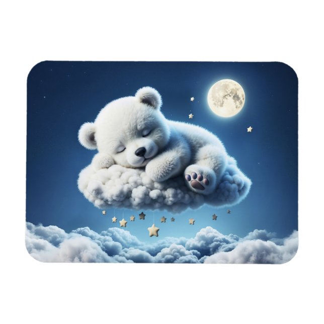 Imán Nubes de oso sueño luna sueño animal sueño (Horizontal)