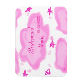 Imán nubes rosas estrellas pastel bridesmaid giratorio 