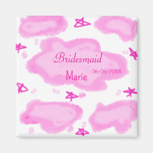 Imán nubes rosas estrellas pastel bridesmaid giratorio 