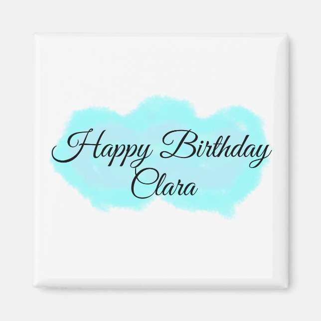 Imán Nubes verdes azules, niños modernos de feliz cumpl (Frente)