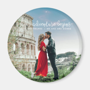 Imán Nuestra Aventura Comienza Foto Agradecimiento Boda