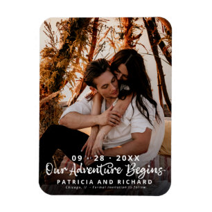 Imán Nuestra aventura comienza foto de guardar la fecha