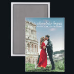 Imán Nuestra aventura comienza. Foto Gracias Boda<br><div class="desc">Celebra tu nuevo viaje con Our Adventure Begins Photo You Boda Magnet, un placer perfecto para tus invitados bodas. Este imán combina un toque personal con un recuerdo práctico y duradero, con su foto boda favorita junto con la sincera frase "Nuestra aventura empieza". Diseñado para pegarse en refrigeradores u otras...</div>