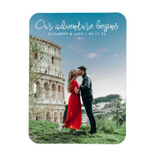 Imán Nuestra aventura comienza foto Guardar la fecha