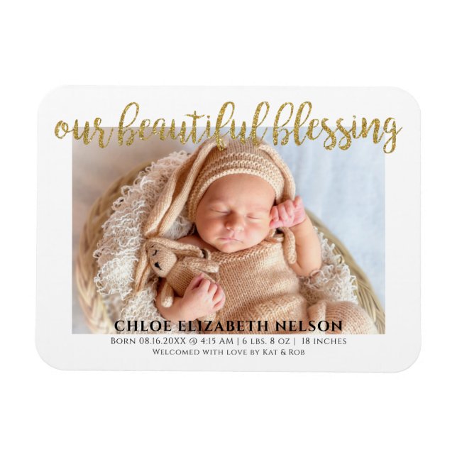 Imán Nuestra bella Blessant Elegant Gold Purpurina Baby (Horizontal)