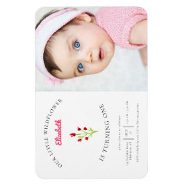 Imán Nuestra flor silvestre 1er cumpleaños foto de flor