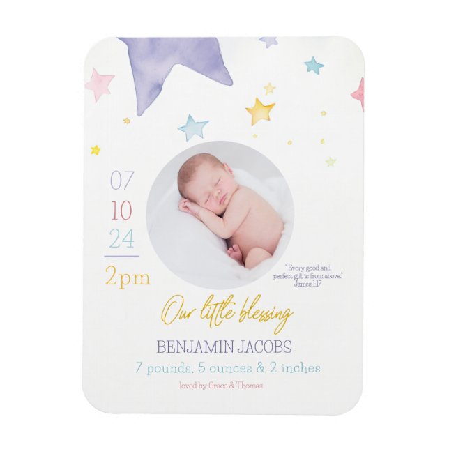 Imán Nuestra pequeña Invitación de bendición para el be (Vertical)