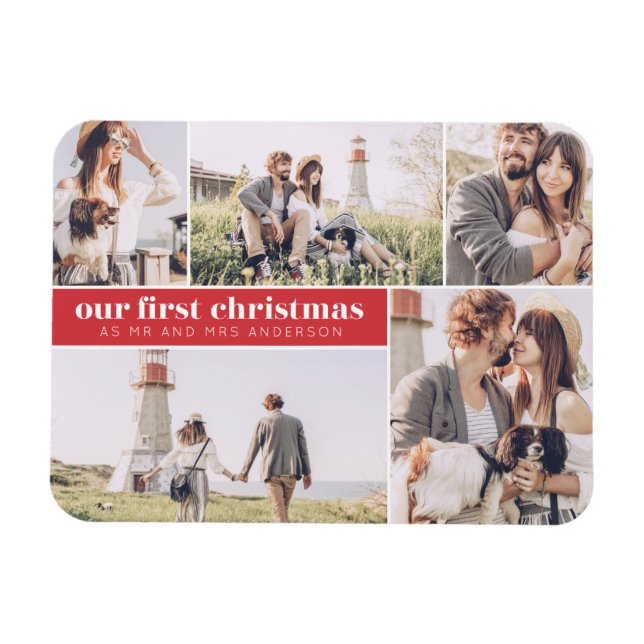 Imán Nuestra primera Navidad como Navidades del Sr. y l (Horizontal)