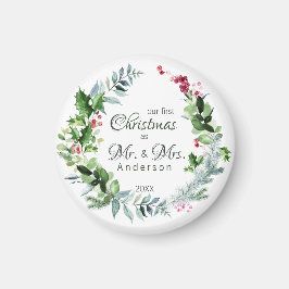 Imán Nuestra primera Navidad como Sr. y Sra. Modern Wre