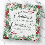 Imán Nuestra primera Navidad en nuestra nueva acuarela<br><div class="desc">Nuestra Primera Navidad en la calle<add name="" of="" your="" street="">en la tipografía clásica y simple de escritura serif y cursiva sobre un fondo moderno simple de acuarela botánico</add></div>