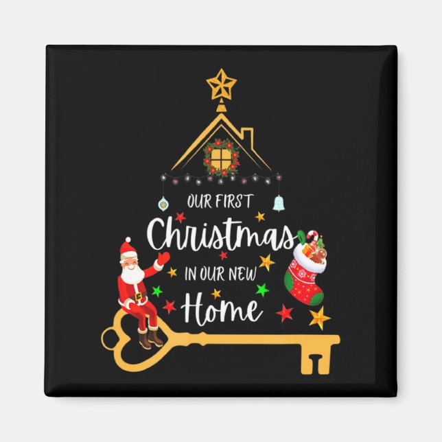 Imán Nuestra Primera Navidad En Nuestra Nueva Casa Navi (Frente)