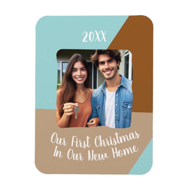 Imán Nuestra primera Navidad en nuestra nueva foto de P (Vertical)