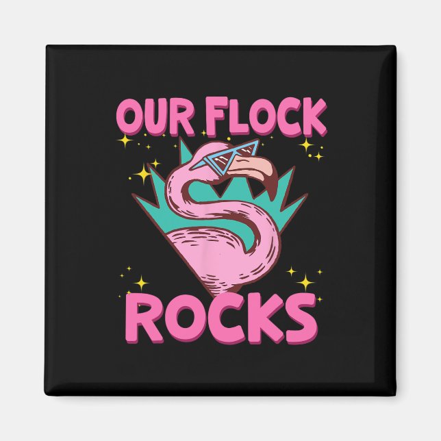 Imán Nuestra rebaño Roca Flamingo Vacaciones familiares (Frente)