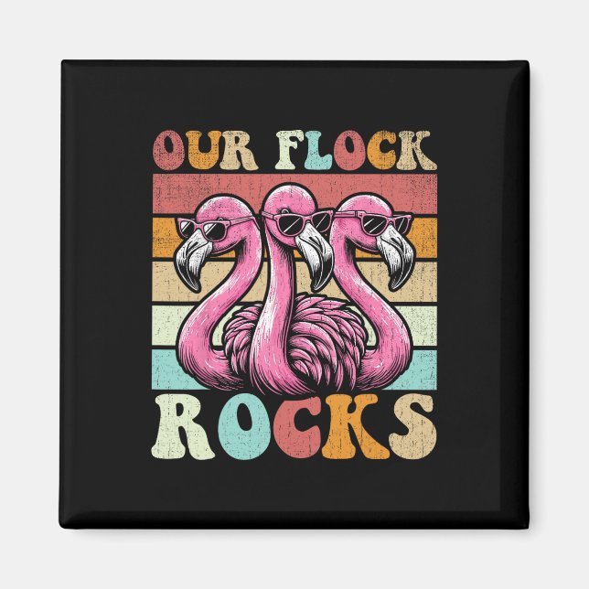 Imán Nuestra rebaño Roca Flamingo Vacaciones familiares (Frente)