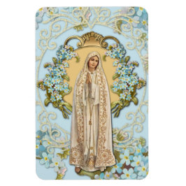 Imán Nuestra Señora de Fátima Floral Azul Religiosa