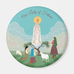 Imán Nuestra Señora de Fátima y los tres pastores