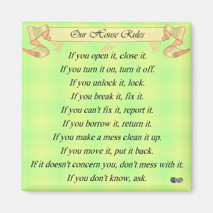 Imán Nuestras reglas de la casa