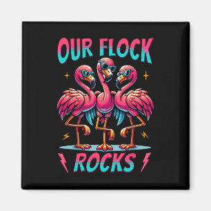 Imán Nuestras Rocas De Reloj Cute Flamingo Familia Vaca
