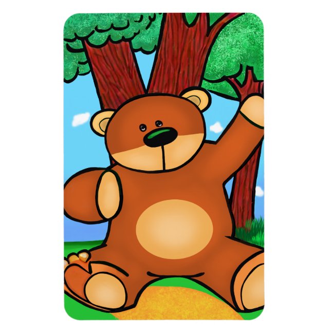 Imán Nuestro en la pradera - Oso en pastizal (Vertical)