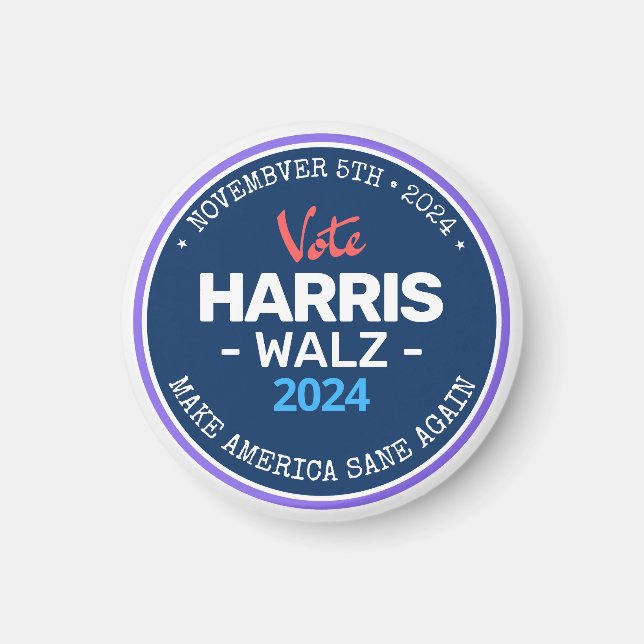 Imán Nuestro Make America Sane de nuevo Harris Walz 202 (Frente)