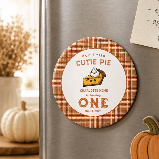 Imán Nuestro pequeño Cumpleaños Cutie Pi Día 1 (Our Little Cutie Pi Day 1st Birthday Magnet)