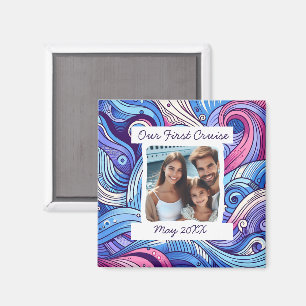 Imán Nuestro primer crucero Whimsical Waves Personaliza