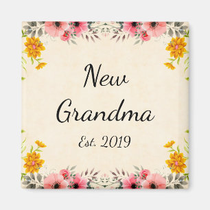 Imán Nueva abuela Est. Nueva abuela 2019 floral
